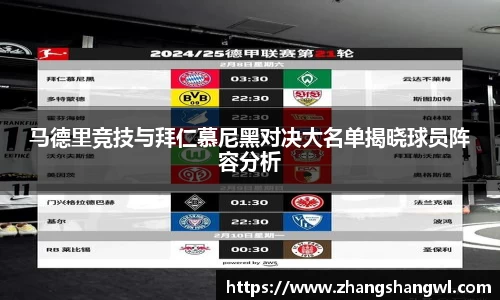 马德里竞技与拜仁慕尼黑对决大名单揭晓球员阵容分析